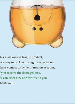 Duck Mug Cute Mugs Glass Double Wall Insulated Glass Espresso Cup, Coffee Cup, Tea Cup, Milk Cup,Kawaii Gift for Office and Personal Birthday Christmas (Duck)