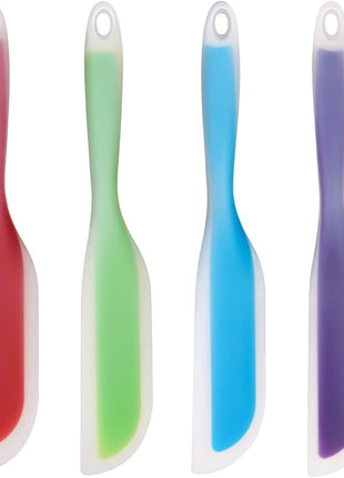 Nonstick Silicone Knife Shaped Flexible Kitchen Spatula Scraper Turner,Kitchen Cooking Utensils With Nylon Core (Mixed colors Set of 4)