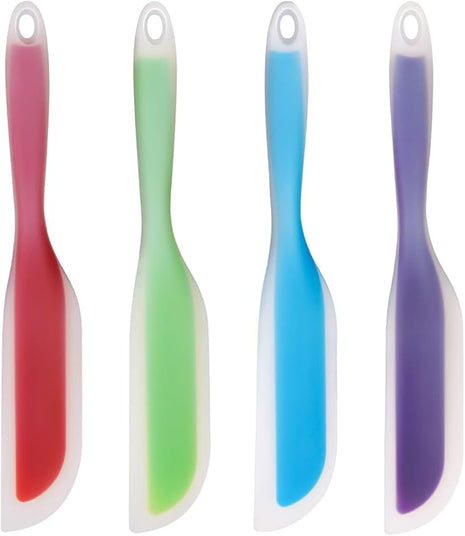 Nonstick Silicone Knife Shaped Flexible Kitchen Spatula Scraper Turner,Kitchen Cooking Utensils With Nylon Core (Mixed colors Set of 4)