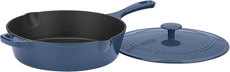 Cuisinart Cast Iron Pan, 12" Chicken Fryer, Enameled Provencial Blue