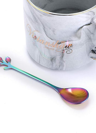 AnSaw Elegant Rainbow Leaf Coffee Spoons - 10-Piece, 4.7" Mini Stainless Steel Espresso & Dessert Tea Spoons, Perfect for Demitasse & Small Servings
