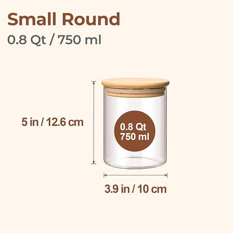 ComSaf 0.8 Qt Glass Food Storage Jars Set of 6, Clear Glass Storage Containers with Lids, Pantry Organization Jar, Spice Jar, Blooming Tea, Coffee and Sugar Container, Small Canister Set for Kitchen