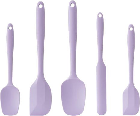 Silicone Spatula Set, 5 Piece Food Grade Rubber Spatulas for Baking, Cooking, and Mixing High Heat Resistant Non Stick Dishwasher Safe BPA-Free (Lavender)