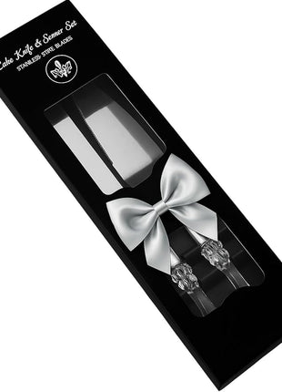 Adorox Cake Knife and Server Set Acrylic Stainless Steel Faux Crystal Handle Holiday Thanksgiving Christmas