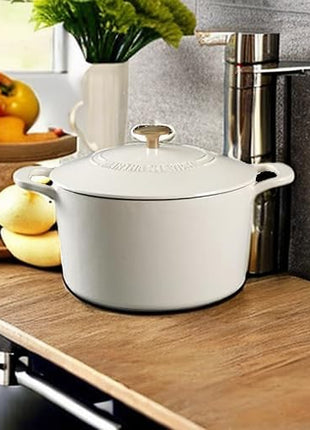 MARTHA STEWART Gatwick 7-Quart Enamel Cast Iron Dutch Oven – Martha Blue – Heavy-Duty Dutch Oven for Slow Cooking, Braising & Baking