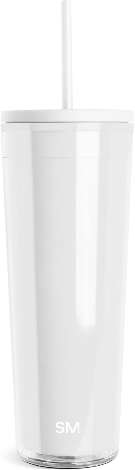 Simple Modern Plastic Tumbler with Lid and Straw | Reusable BPA Free Iced Coffee Cups Double Wall Smoothie Cup | Gifts for Women Men Him Her | Classic Collection | 24oz | Winter White