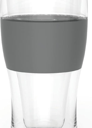 Host Freeze Beer Glasses, Freezable Beer Gifts for Men, Double Wall Insulated Pint Set, Tumbler for Cold Drinks, 16, Set of 2, Gray
