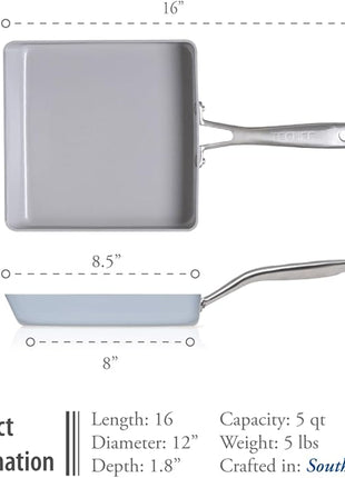 TECHEF - CeraTerra Ceramic Nonstick Tamagoyaki Japanese Omelette Pan/Egg Pan Skillet, (PTFE, PFAS, and PFOA Free), Induction-Ready, Made in Korea