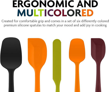 OVENTE Silicone Spatula Set of 5, Food Grade Rubber Spatula with High Heat Resistant, BPA-Free and Dishwasher Safe, Nonstick Kitchen Utensils for Baking, Cooking and Mixing, Multicolor SP12305LBGOPR