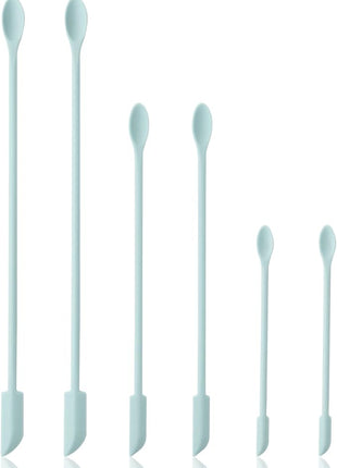 6 Pieces Multi Size Makeup Spatula, Beauty Spatula, Mini Small Silicone Spatula Set for Beauty and Kitchen, Tiny Scraper for Jar, Kitchen Bottles, Cosmetic (Macaron Blue)
