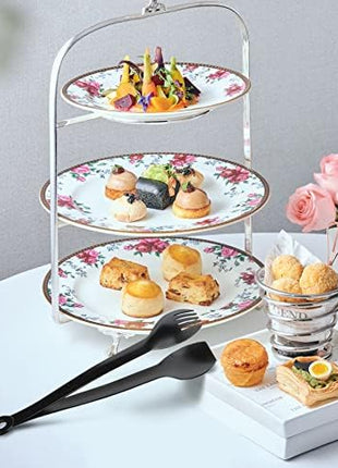 MSY BIGSUNNY Small Serving Tongs - 6 Inches Premium Stainless Steel Appetizer Tongs, Set of 4 (Black, 6")