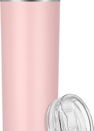VEGOND Stainless Steel Skinny Tumbler, 20 oz Vacuum Insulated Tumbler with Lid and Straw, Double Wall Coffee Cup, Travel Mug for Cold Hot Drinks, Light Pink 1 Pack