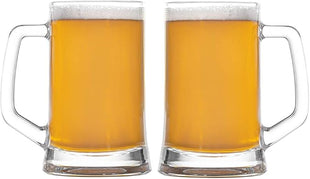 Amlong Crystal Lead-Free Beer Mug - 12 oz (Right For 1 Bottle), Set of 2