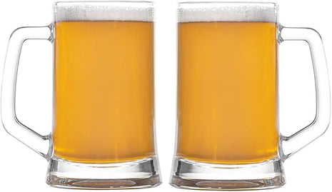 Amlong Crystal Lead-Free Beer Mug - 12 oz (Right For 1 Bottle), Set of 2