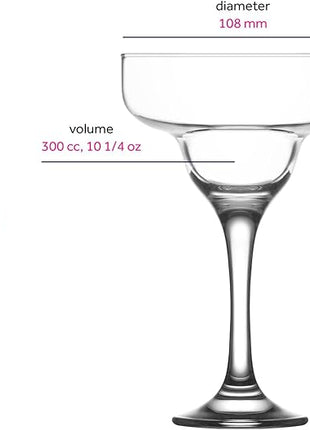 LAV Lead-Free Glass - Colorful Margarita Glasses Set of 6-10.25 oz - Assorted Colors Drinkware, Frozen Daiquiri, Paloma, Cocktails, Cosmopolitan, Dessert, Drinks, Mocktails - Housewarming Gifts