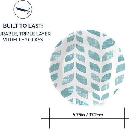 Corelle Vitrelle 6.75" Salad Appetizer Plate Set, Triple Layer Glass and Chip Resistant, Lightweight Round Plates, 6-Piece Northern Pines