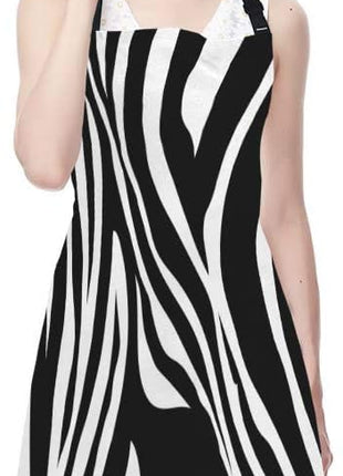 EKOBLA Zebra Stripes Aprons Black And White Zebra Print Animal Pattern Skin Abstract Art Waterproof Resistant Chef Cooking Kitchen BBQ Adjustable Aprons for Women Men 27x31 Inch