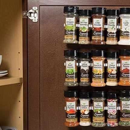 Spice Clip Grippers For Cabinet Doors - Organizer for Spices - Spice Rack Holds15 Spice Jars - Extemely Strong 3M Adhesive Gripper In White For Pantry 15 Ct