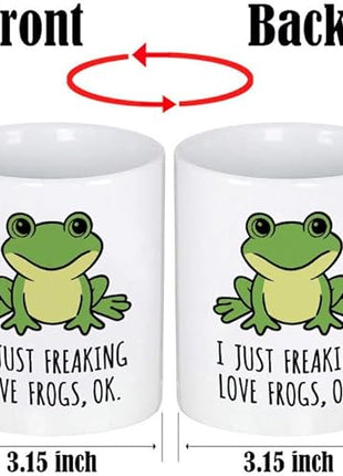 LOZACHE Cute Frog Coffee Mug, 11oz, Ceramic Tea & Milk Cup, Funny Gag Gift, White Elephant, for Frog Lovers