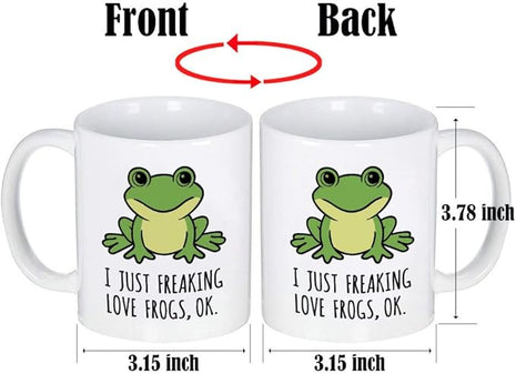 LOZACHE Cute Frog Coffee Mug, 11oz, Ceramic Tea & Milk Cup, Funny Gag Gift, White Elephant, for Frog Lovers
