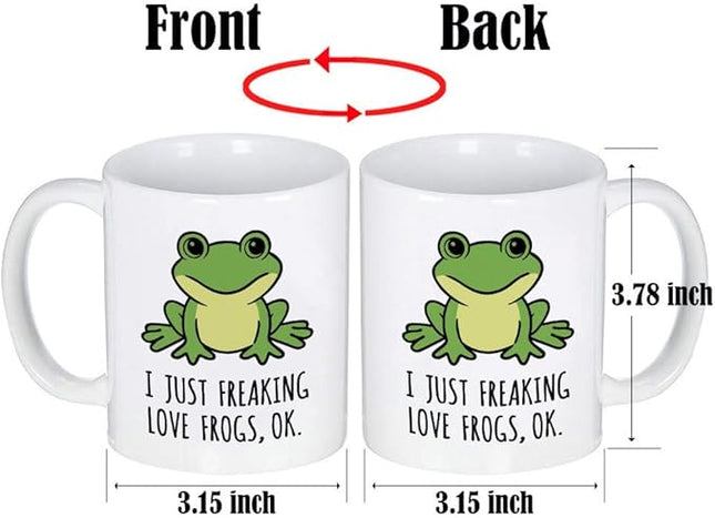 LOZACHE Cute Frog Coffee Mug, 11oz, Ceramic Tea & Milk Cup, Funny Gag Gift, White Elephant, for Frog Lovers