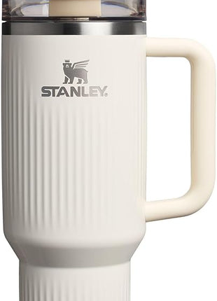 STANLEY Quencher H2.0 Tumbler with Handle and Straw 40 oz | Flowstate 3-Position Lid | Cup Holder Compatible for Travel | Insulated Stainless Steel Cup | BPA-Free | Fluted Cream Gloss