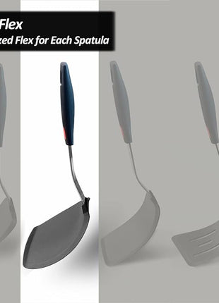 Silicone Pancake Spatula Turner with Lengthened Handle, Heat Resistant Cooking Spatulas for Nonstick Cookware, Large Flexible Kitchen Utensils BPA Free Rubber Flipper for Egg, Pancake, Fish, Burger