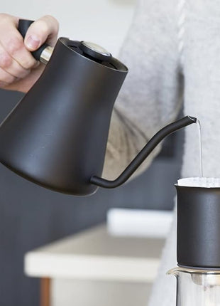 Fellow Stagg Stovetop Pour-Over Coffee and Tea Kettle - Gooseneck Teapot with Precision Pour Spout, Built-In Thermometer, Matte Black, 1 Liter