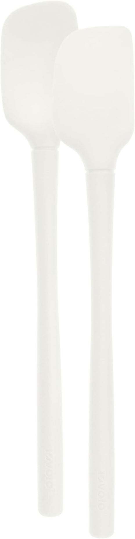 Tovolo Flex-Core Mini Kitchen Utensil Set of 2, Heat-Resistant & BPA-Free Silicone Spatula & Spoonula, Cast Iron & Non-Stick Cookware, Dishwasher-Safe, White