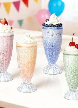 Lily's Home 12oz set of 4Insulated Double Wall Gel-Filled Acrylic Plastic Frosted Freezer Milkshake Glasses. Ideal for Root Beer Float, Smoothies and Ice Cream Soda