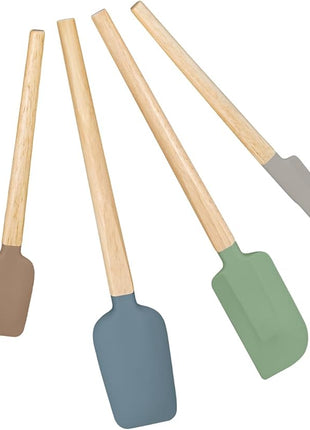 Silicone Spatula Set, Food Grade Rubber Spatula-4 Piece Nonstick Rubber Spatulas, Spoonula, Jar Scraper for Cooking, Baking, Mixing, Frosting - Heat Resistant Up to 600°F (Spatulas-Colorful)