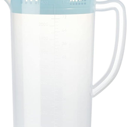 0.66 Gallon/2.5 Litre Plastic Pitcher with Lid BPA-FREE Eco-Friendly Carafes Mix Drinks Water Jug for Hot/Cold Lemonade Juice Beverage Jar Ice Tea Kettle (Blue, 81oz)
