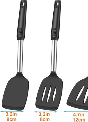 Spatula Set Silicone Heat Resistant for Nonstick Cookware Rubber Silicone Spatula Turner Fish, Large Nonstick Plastic Egg Wok Spatula for kitchen use Cooking Utensils Set