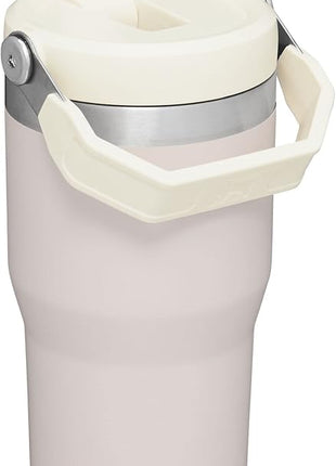 Stanley IceFlow Flip Straw Tumbler with Handle 20 oz | Twist On Lid and Flip Up Straw | Leak Resistant Water Bottle | Insulated Stainless Steel |BPA-Free | Rose Quartz