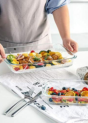 8-Piece Deep Glass Baking Dish Set with Plastic lids,Rectangular Glass Bakeware Set with Lids, Baking Pans for Lasagna, Leftovers, Cooking, Kitchen, Freezer-to-Oven and Dishwasher, Gray