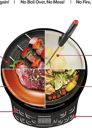 Nuwave Flex Precision Induction Cooktop, 10.25” Shatter-Proof Ceramic Glass, 6.5” Heating Coil, 45 Temps 100°F to 500°F, 4Qt Induction-Ready Healthy Ceramic Non-Stick Everyday Pan with Lid Included