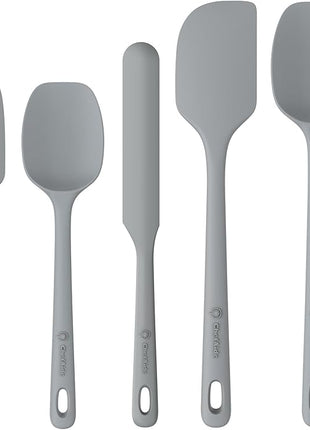 5 Pieces Silicone Spatula Set, Food Grade Rubber Spatula, Upgrade Strong Handle with Ergonomic Grip, Heat Resistant Up to 600°F for Nonstick Cookware, Cooking Gray