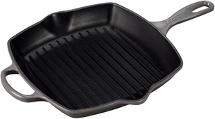 Le Creuset Enameled Cast Iron Signature Square Skillet Grill, 10.25", Oyster
