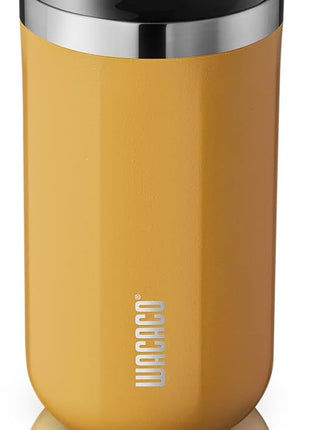 WACACO Octaroma Lungo Vacuum Insulated Coffee Mug, Double-wall Stainless Steel Travel Tumbler With Drinking Lid, 10 fl oz(300ml)， Amber Yellow