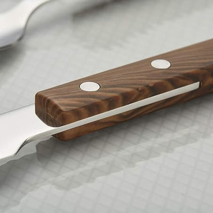 ANNOVA 20 Piece Silverware Set, Service for 4, Stainless Steel Retro/Rivet Walnut Wood Tableware Kitchen Flatware Set Utensils, Includes Dinner Knives, Forks, Spoons, Salad Forks & Dessert Spoons