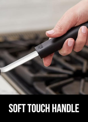 GORILLA GRIP Patented BPA-Free Non-Scratch Spatula, 2 Pack, Heat Resistant Flexible Silicone Head for Nonstick Cooking Pans, Soft Rubber Handle, Kitchen Spatulas for Flipping Eggs, Pancakes, Black