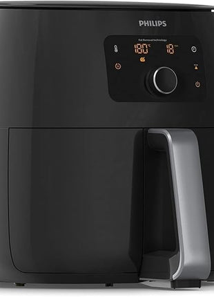 Philips Premium Airfryer XXL, Fat Removal Technology, 3lb/7qt, Rapid Air Technology, Digital Display, Keep Warm Mode, 5 Cooking Presets, HomeID App, Family Sized, Black (HD9650/96)