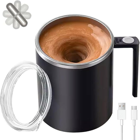 Self Stirring Mug,Self Stirring Coffee Mug,Suitable for Coffee, Milk, Cocoa and Other Beverages (Daik Black, 12 Ounces)