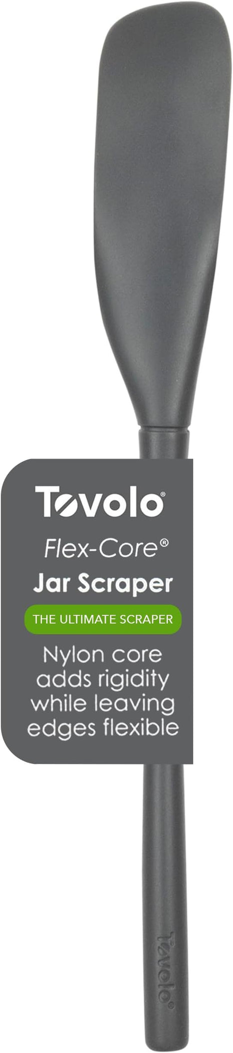 Tovolo Flex-Core Silicone Spatula Jar Scraper - Long-Handled Rubber Spatula with Angled Head for Scooping & Scraping - Heat-Resistant Spatulas for Kitchen Use, Dishwasher Safe & BPA-Free