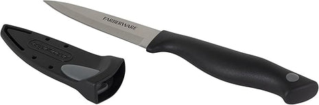 Farberware Edgekeeper 3.5-Inch Paring Knife with Self-Sharpening Blade Cover, High Carbon-Stainless Steel Kitchen Knife with Ergonomic Handle, Razor-Sharp Knife, Black