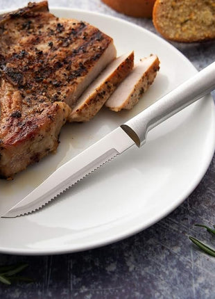 RADA Cutlery 6-Piece Serrated Steak Knife Gift Set (S6S), Stainless Steel Hollow Ground Blades, Made in USA, Silver Handles, Pack of 2