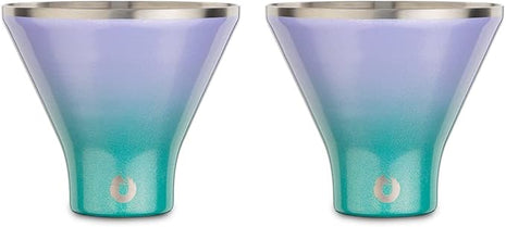 SNOWFOX Premium Vacuum Insulated Stainless Steel Martini Glass, Set of 2, Martinis Stay Icy Cold, Stemless Cocktail Glasses, Elegant Home Entertaining, Bold Beautiful Barware Set, 8 oz, Mermaid