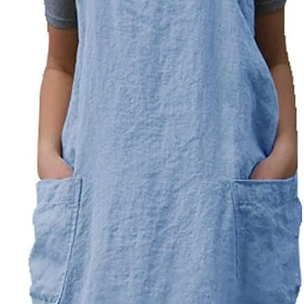 YESDOOD Cotton Linen Apron Cross Back Apron for Women with Pockets Pinafore Dress for Baking Cooking