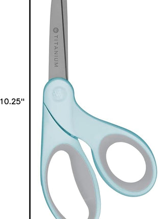 Westcott 8" Bent Craft Scissors with Titanium-Bonded Blades for Heavy-Duty Use (White or Blue, Colors May Vary)