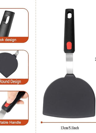Silicone Fish Spatula Turner Half-Round Dense Spatulas Omelette Pancake Spatulas for Nonstick Cookware Egg 600°F Heat-Resistant